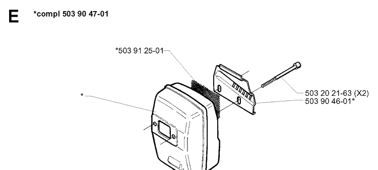 Muffler Diagram and Parts List for 235P 19970500001-Current Husqvarna Pole Saw