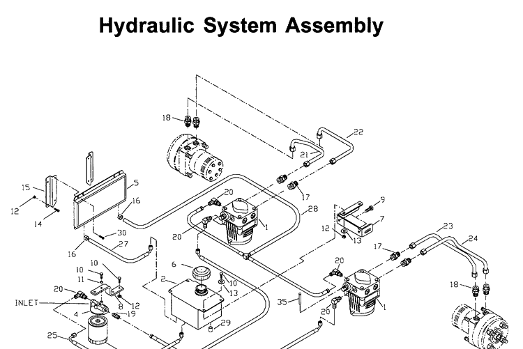 Hydraulic Pump - Motor Diagram and Parts List for ZTH6125 (968999186)(2006-04) Husqvarna Lawn Mower