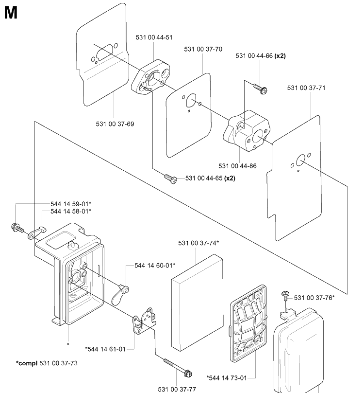 Air Filter 2 Diagram and Parts List for 165BT 20053300001-Current Husqvarna Leaf Blower / Vacuum
