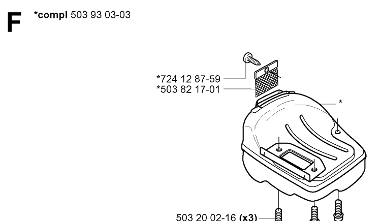 Muffler Diagram and Parts List for 338XPT 20043100001-20051000000 Husqvarna Chainsaw