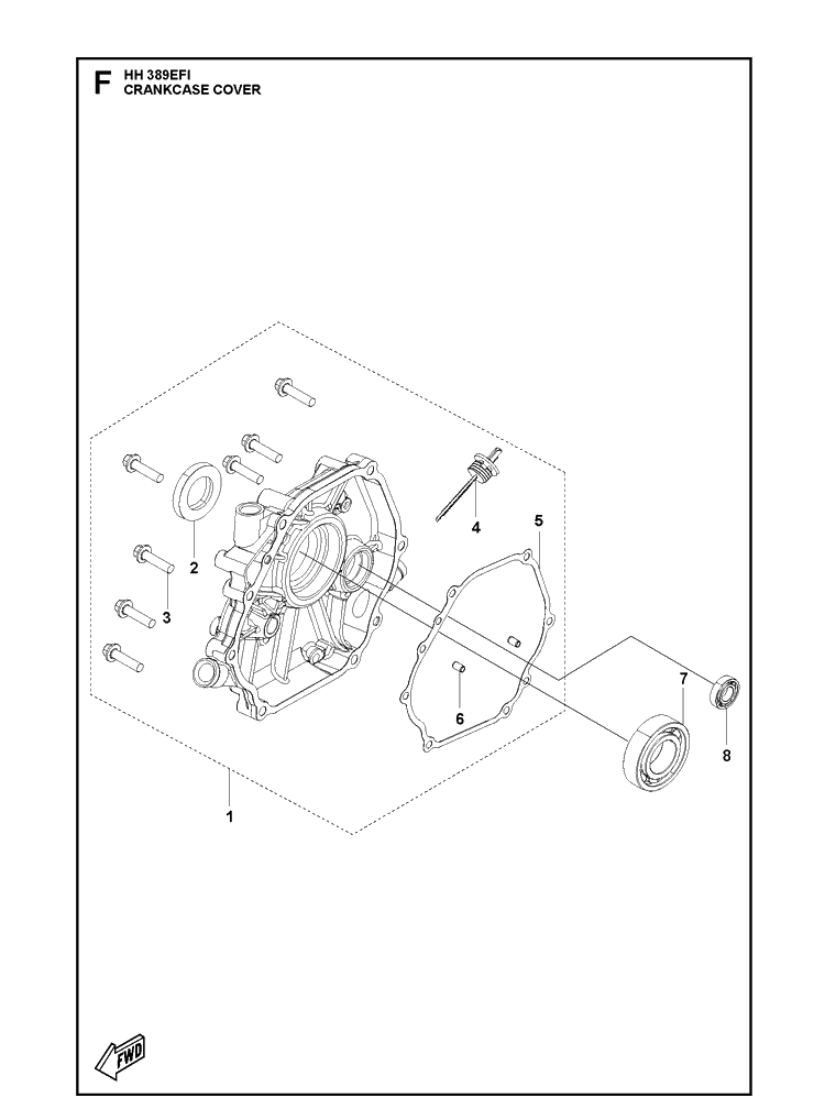 Crankcase Cover Diagram and Parts List for 598610401 2021-07 Husqvarna Engine