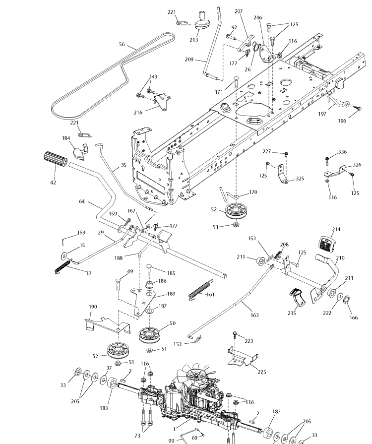 Drive Diagram and Parts List for TS142TXD (96041045000)(2020-03) Husqvarna Lawn Tractor