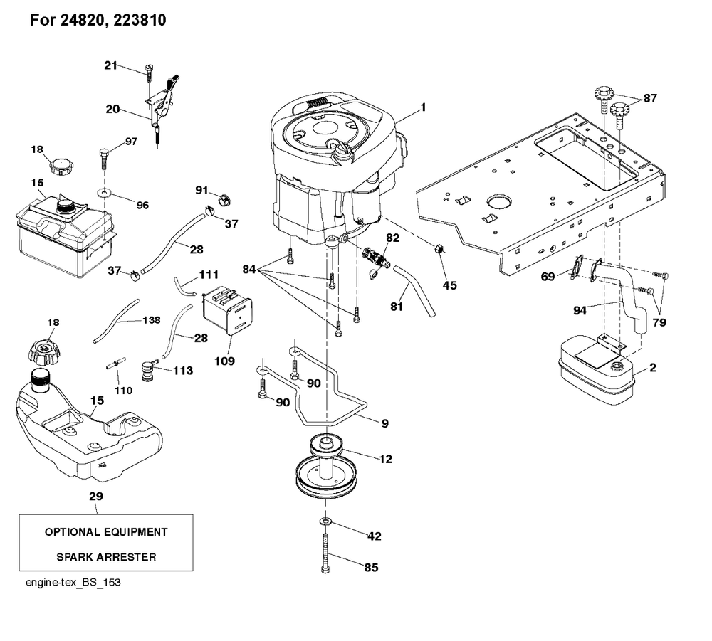 Engine Diagram and Parts List for YTH1842 (917243820)(2017-12) Husqvarna Lawn Tractor