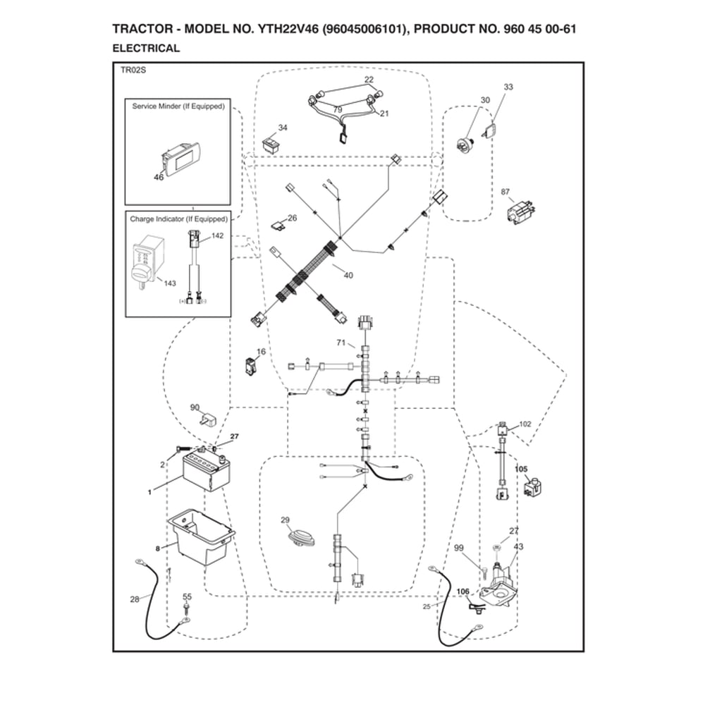 Electrical Diagram and Parts List for 96045006101  Husqvarna Lawn Tractor