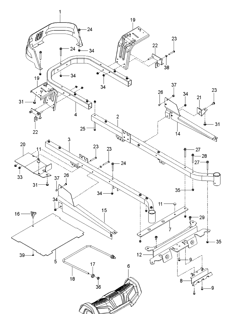 Frame Diagram and Parts List for Z254F (96795400200)(2018-04) Husqvarna Lawn Mower