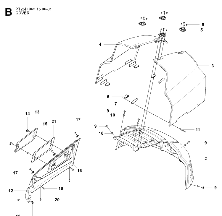 Cover Diagram and Parts List for PT26D (965160601)(2008-02) Husqvarna Lawn Mower