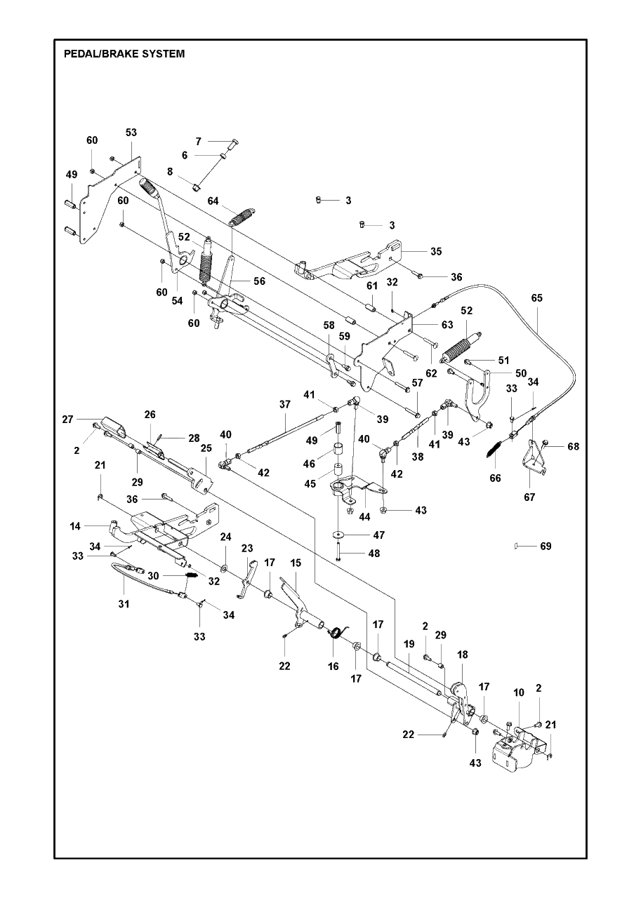 Pedals Diagram and Parts List for P525DX (967985401)(2021-02) Husqvarna Lawn Tractor