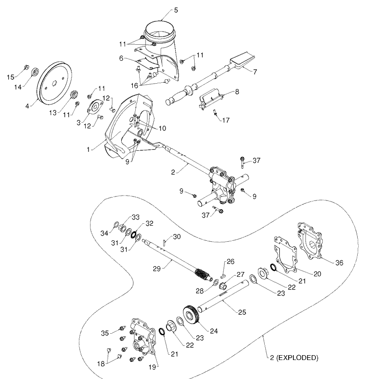 Auger Housing And Impeller 5 Diagram and Parts List for 1830HV (96193007306)(2013-08) Husqvarna Snow Blower