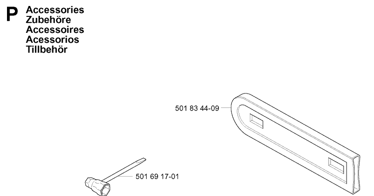 Accessories Diagram and Parts List for 334T 20060100001-20063600000 Husqvarna Chainsaw
