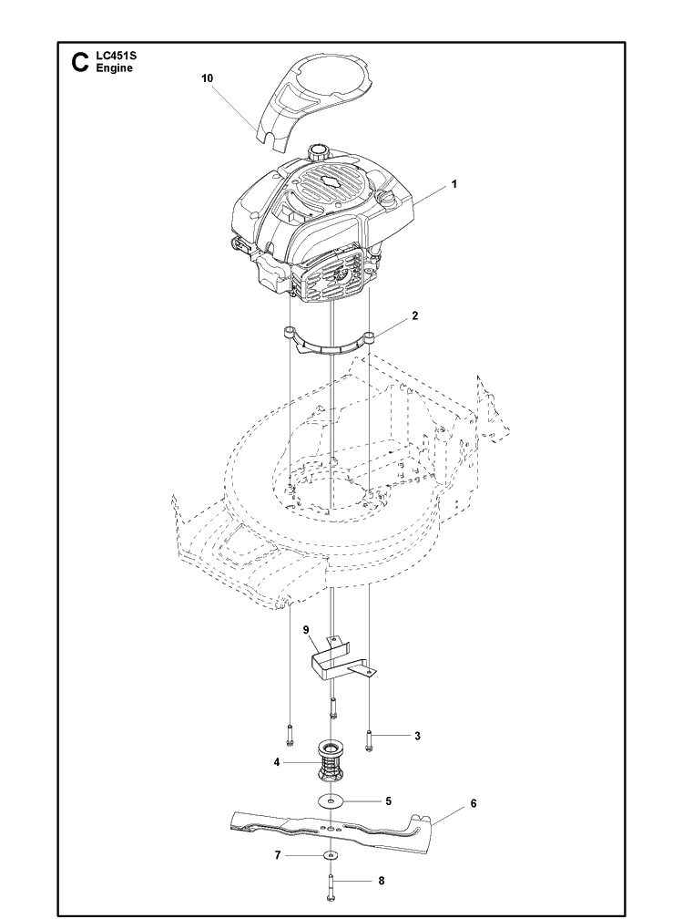 Engine Diagram and Parts List for LC451S (967343101)(2020) Husqvarna Lawn Mower