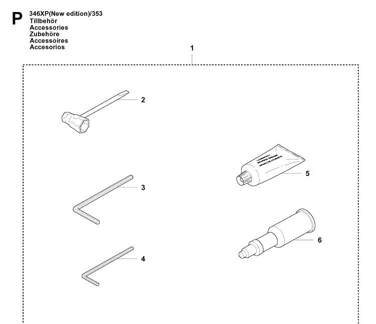 Accessories Diagram and Parts List for 353 20090400001-Current Husqvarna Chainsaw