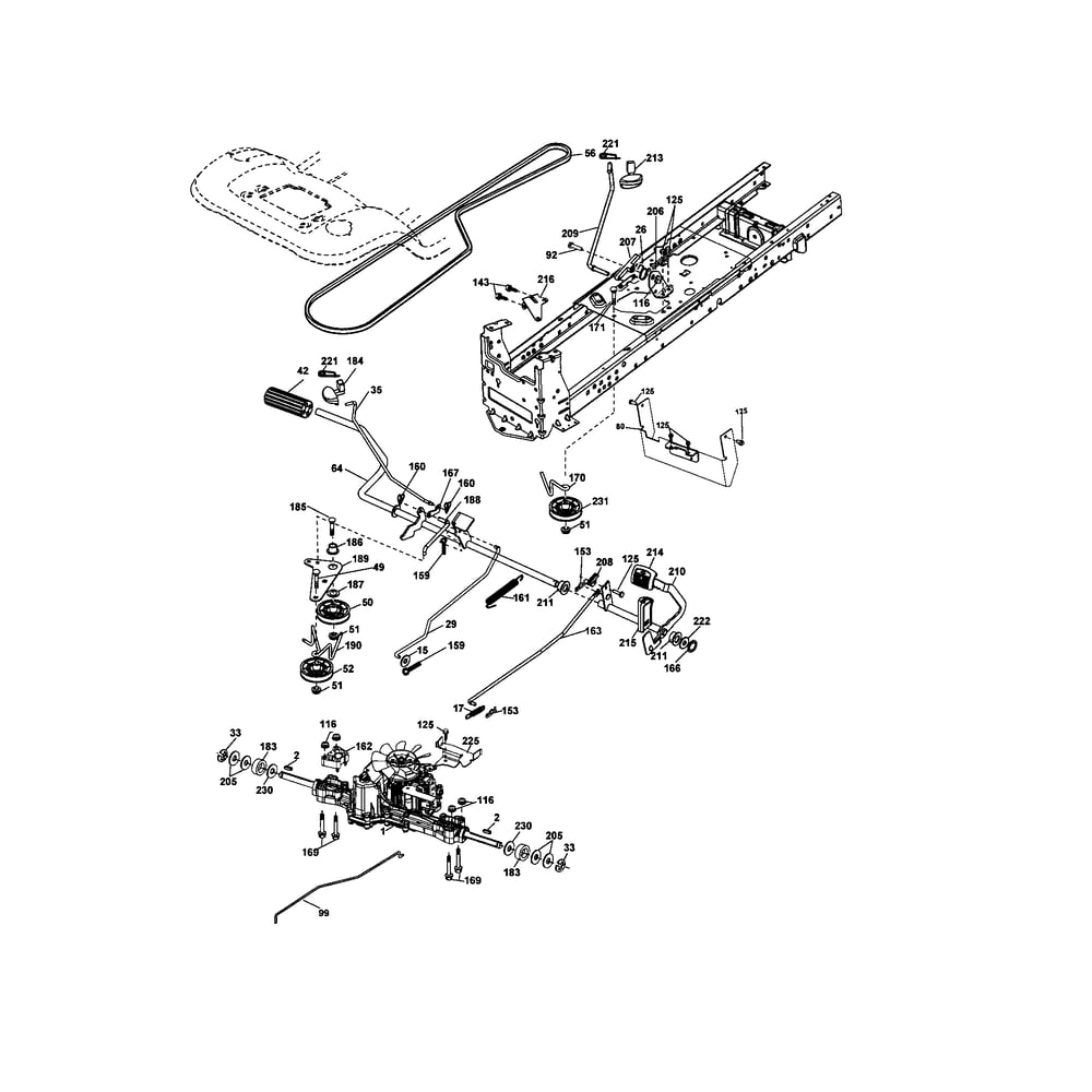 Drive Diagram and Parts List for 917287540  Husqvarna Lawn Tractor