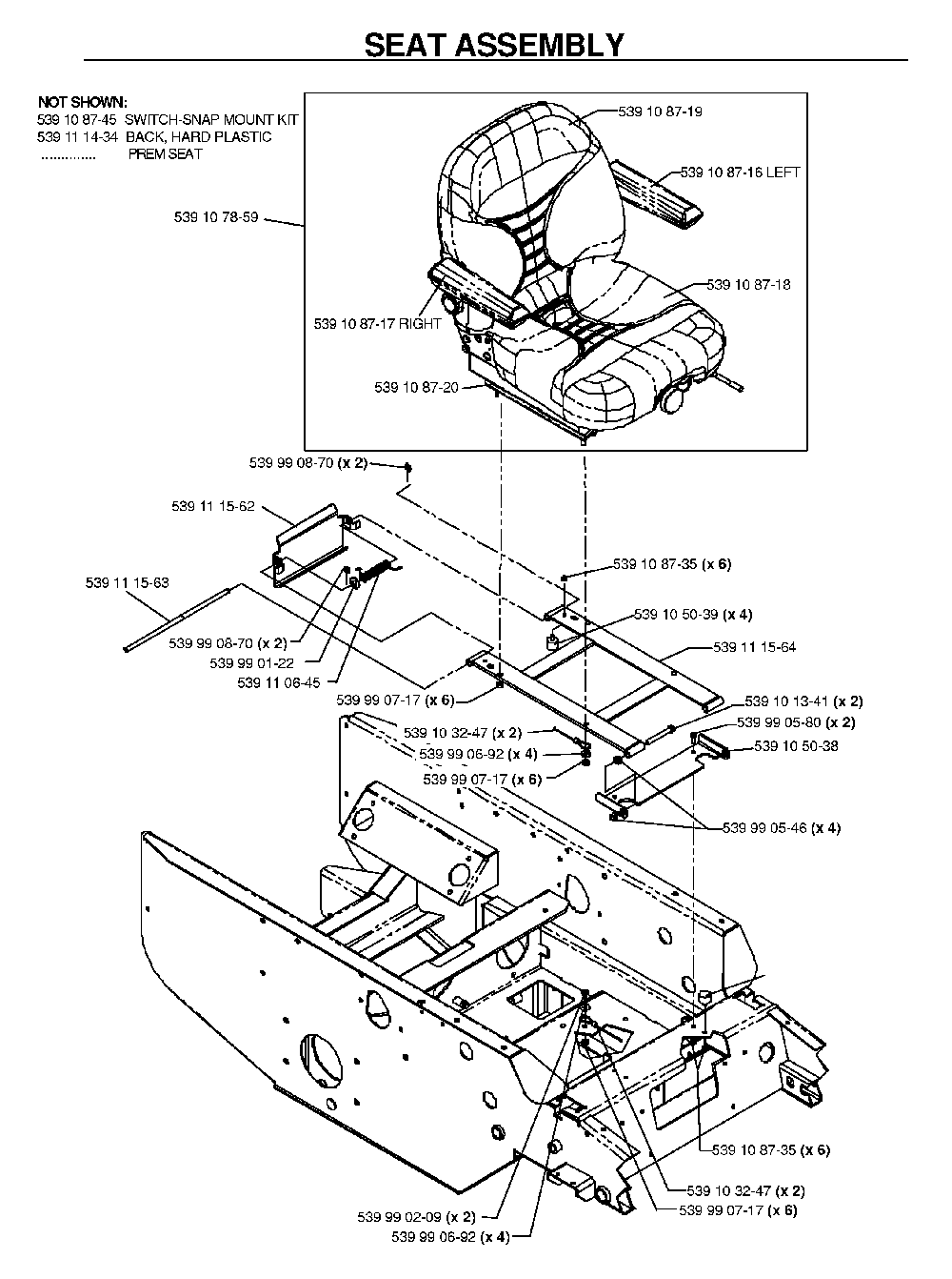 Seat Diagram and Parts List for BZ34C (968999316)(2006-04) Husqvarna Lawn Tractor