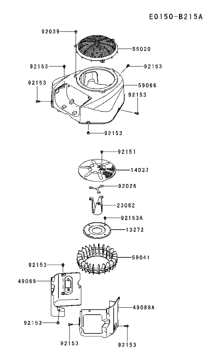 Cooling System Diagram and Parts List for FR651V-AS31 2017-09 Husqvarna Engine