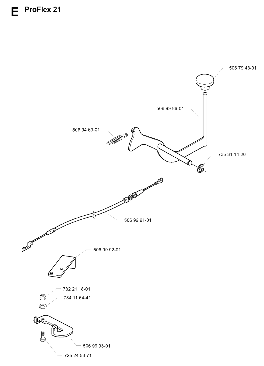 Pedals Diagram and Parts List for PF18 2001-01 Husqvarna Lawn Tractor