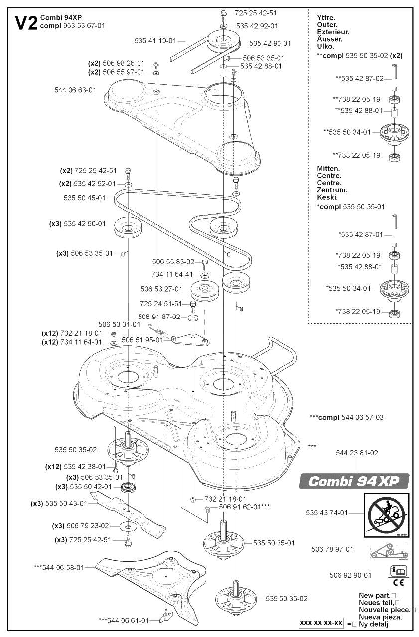 94cm Cutting Deck 2 Diagram and Parts List for R18PRO (953521901)(2007-03) Husqvarna Lawn Tractor