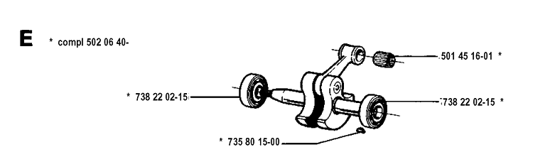 Crankshaft Diagram and Parts List for 250PS 19940600001-19960500000 Husqvarna Pole Saw