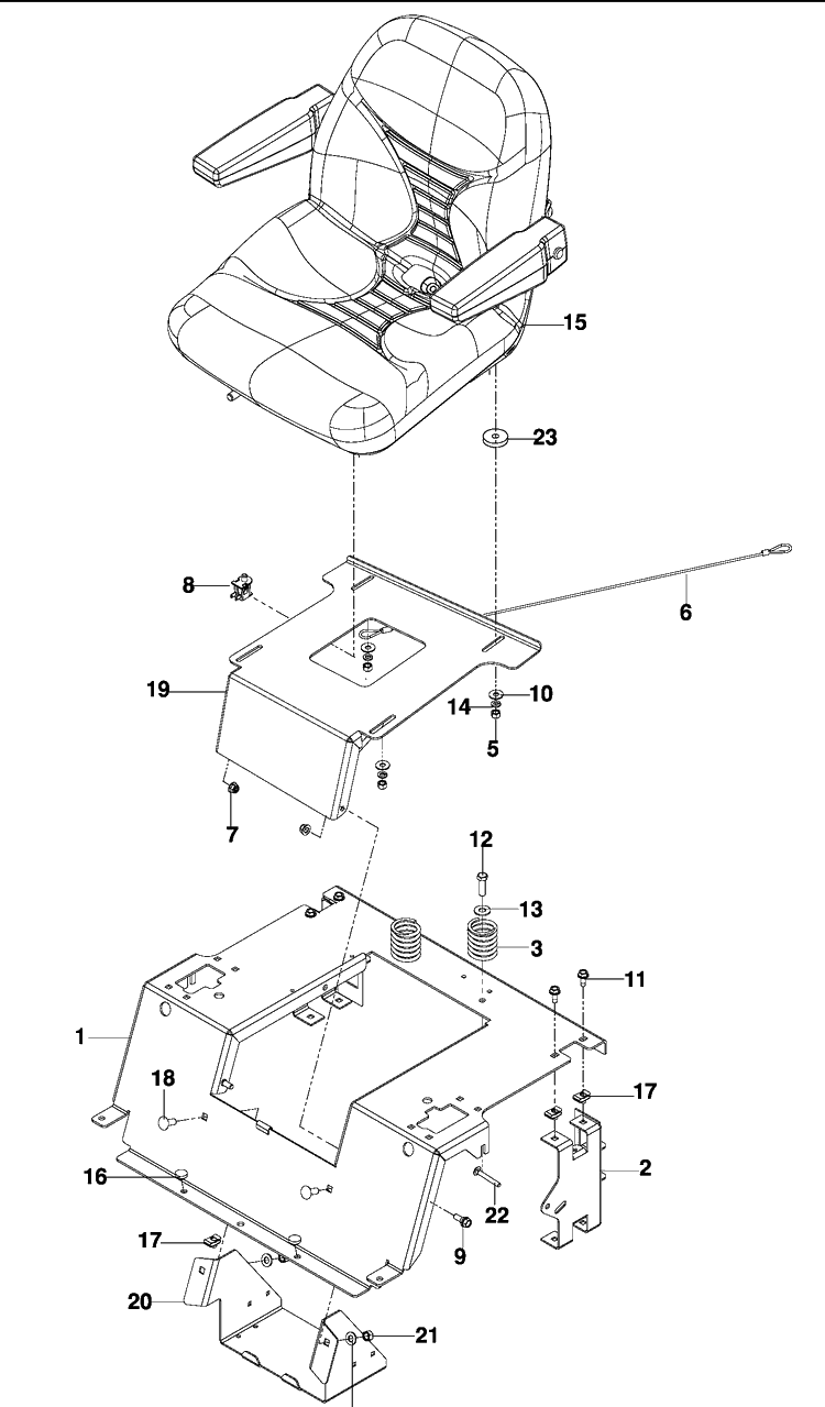 Seat Diagram and Parts List for EZ4824 (965588401)(2009-09) Husqvarna Lawn Mower