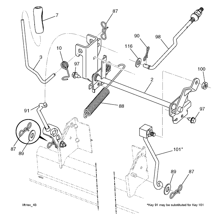 Mower Lift / Deck Lift Diagram and Parts List for YTH22V46 (96045004800)(2013-09) Husqvarna Lawn Tractor