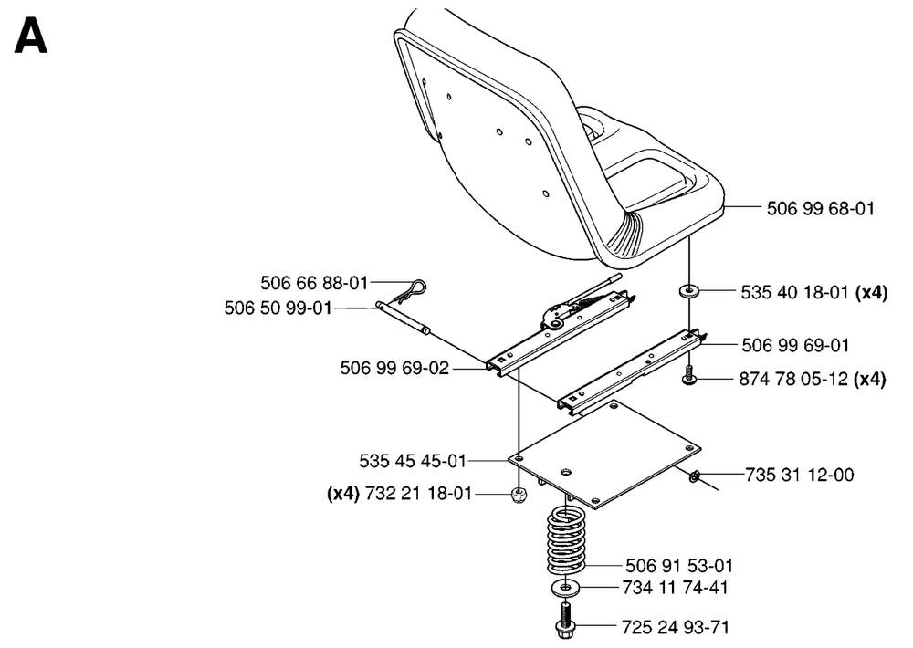 Seat Diagram and Parts List for R15-V2AWD (965080101)(2006-05) Husqvarna Lawn Tractor