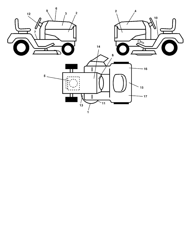 Decals Diagram and Parts List for YTH2448 (96015000102)(2005-01) Husqvarna Lawn Tractor