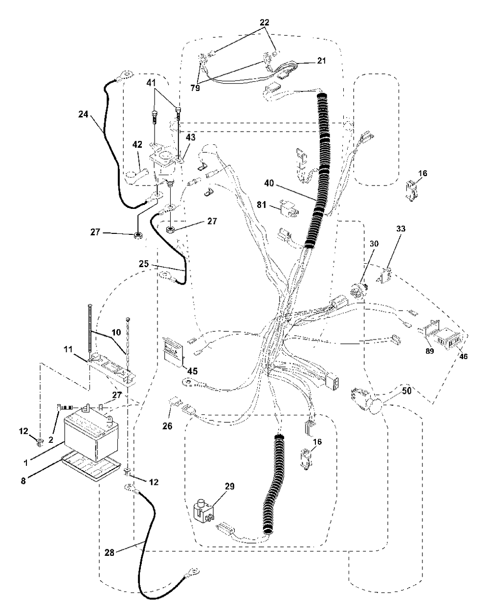 Electrical Diagram and Parts List for GTH2550 (954567109-B)(2001-02) Husqvarna Lawn Tractor