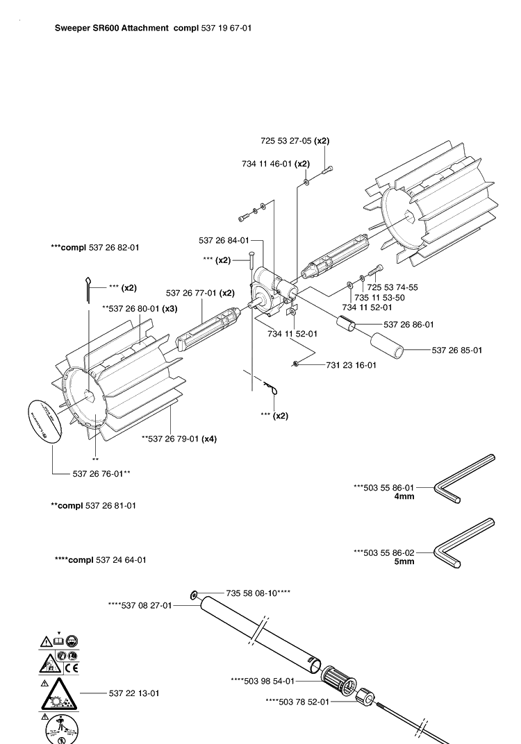 Sweeper Attachment Diagram and Parts List for SR600 2002-10 Husqvarna Sweeper