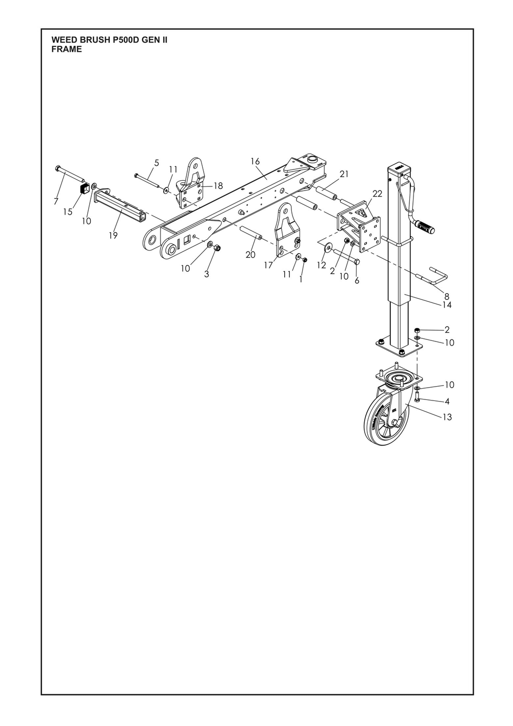 Frame Diagram and Parts List for ARWB580XV1  Husqvarna Lawn Tractor Accessories