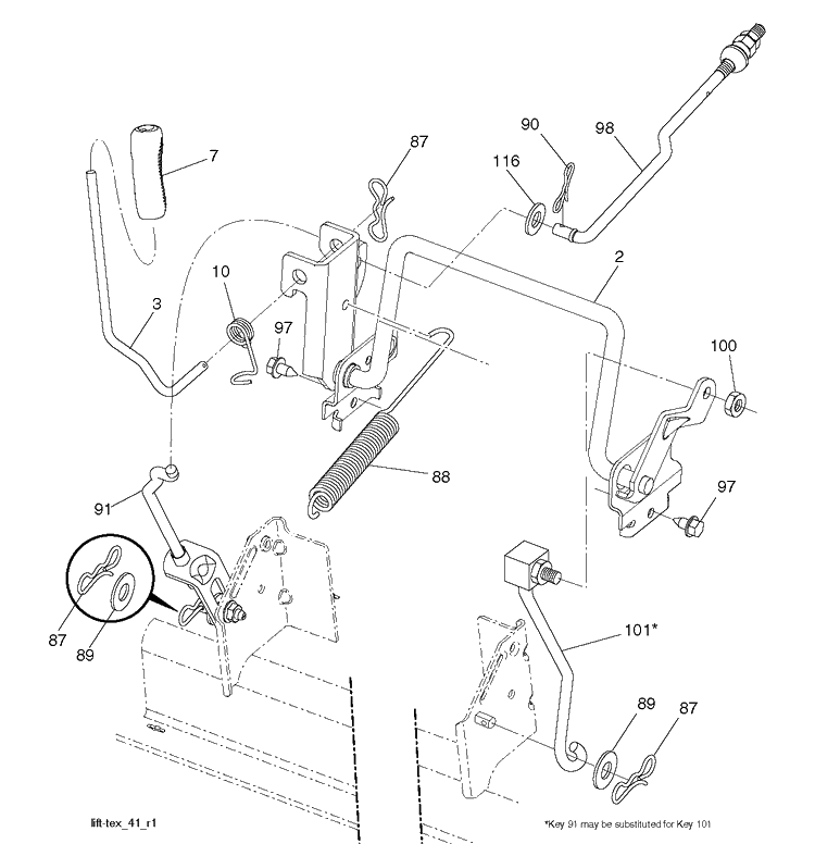 Mower Lift / Deck Lift Diagram and Parts List for TC342 (96051018600)(2018-09) Husqvarna Lawn Tractor