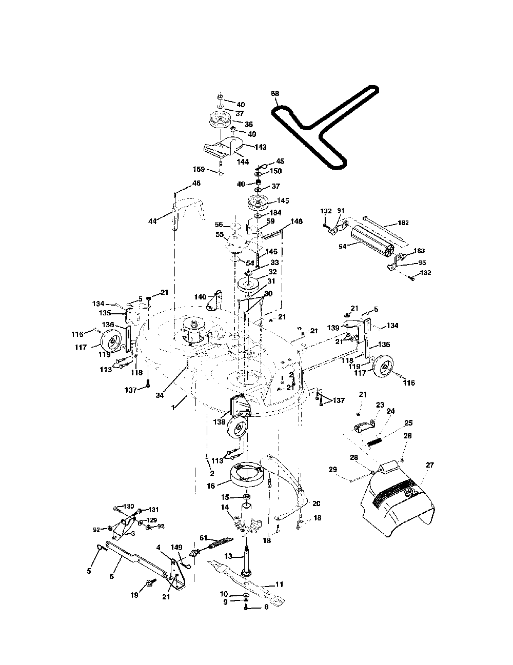 Mower deck Diagram and Parts List for 917279001  Husqvarna Lawn Tractor