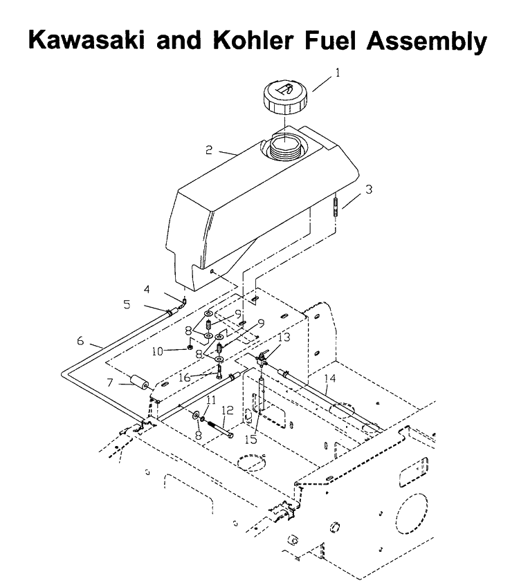 Fuel System Diagram and Parts List for ZTH6125 (968999186)(2006-04) Husqvarna Lawn Mower