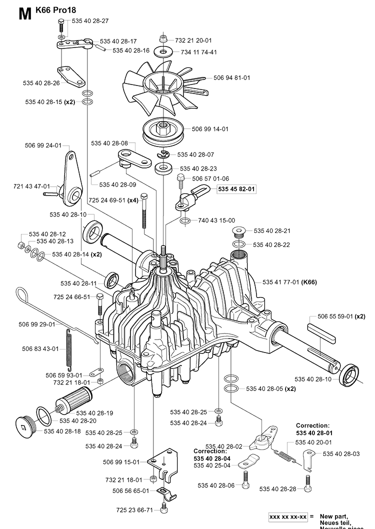 Transmission Diagram and Parts List for PR18 (953521901)(2004-01) Husqvarna Lawn Mower
