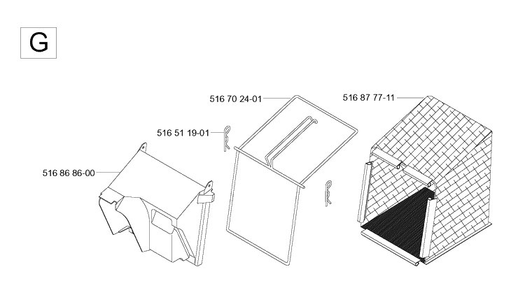 Bagger 2 Diagram and Parts List for 46 ROYAL Husqvarna Lawn Mower