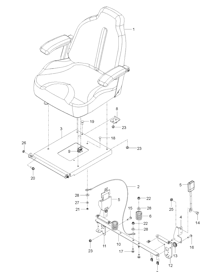 Seat 2 Diagram and Parts List for MZ48 (96766590100)(2017-02) Husqvarna Lawn Mower