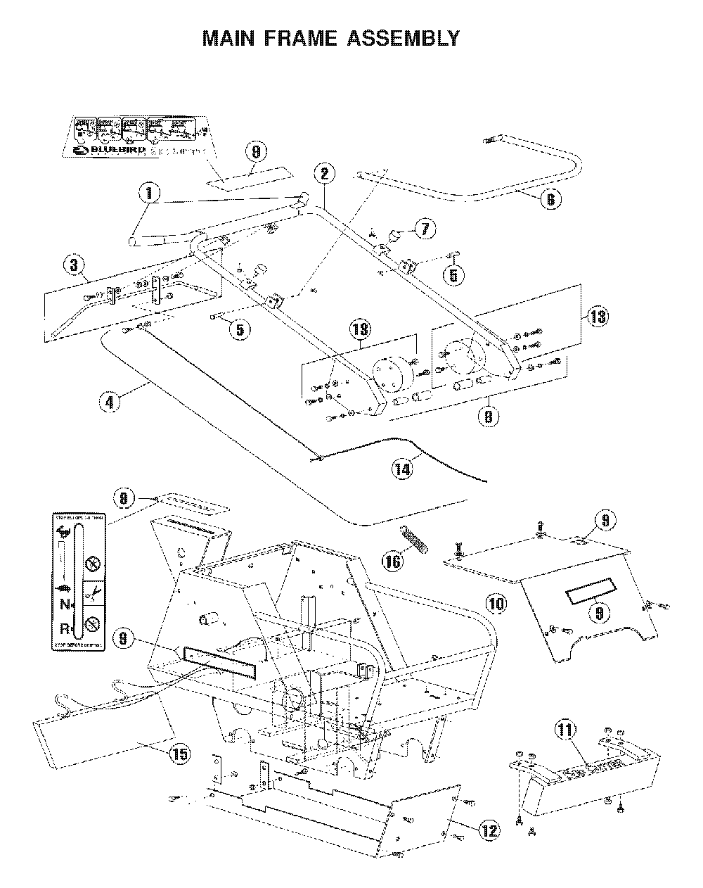 Frame Diagram and Parts List for SC18 (968981201)(2005-12) Husqvarna Dethatcher