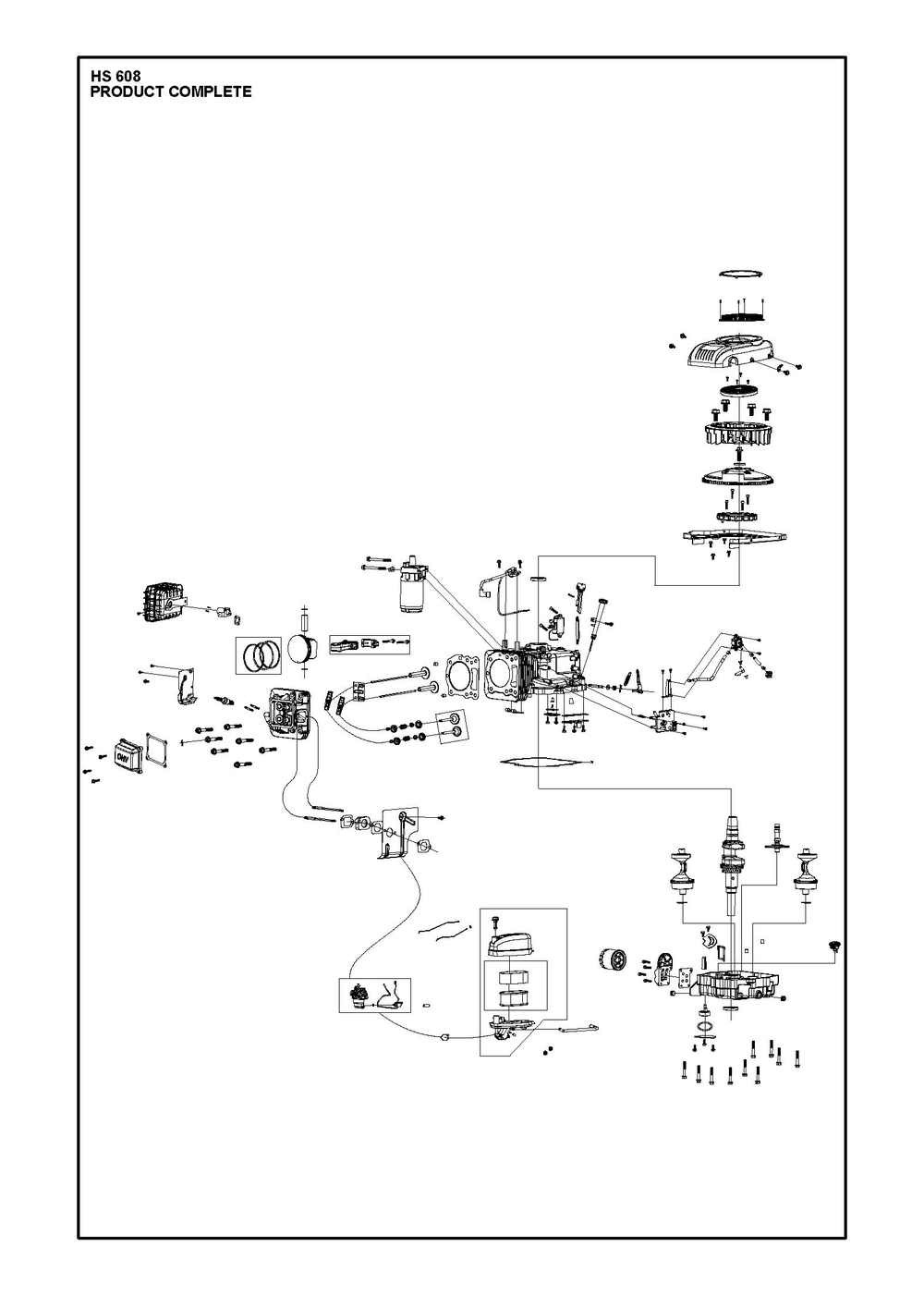 Complete Product Diagram and Parts List for HS608  Husqvarna Engine