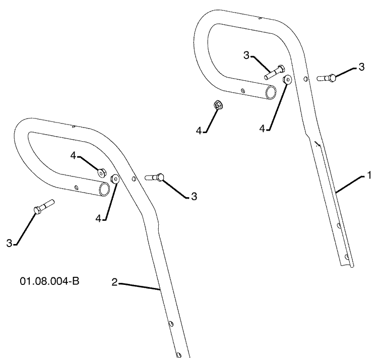 Handles 1 Diagram and Parts List for 1130SB (96193004300)(2008-11) Husqvarna Snow Blower
