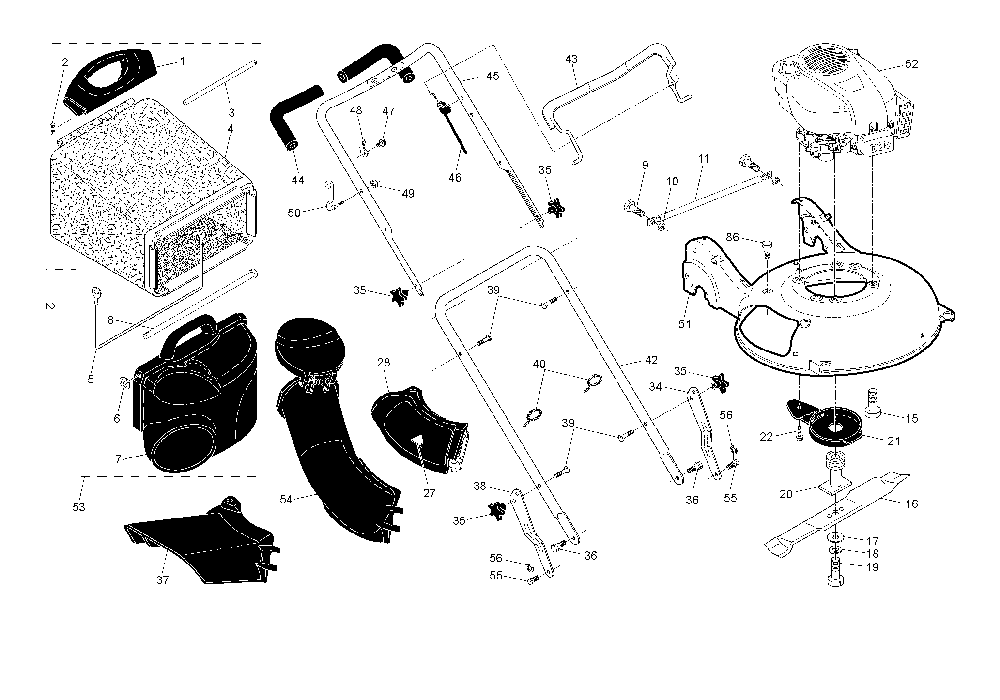 Handle And Engine Diagram and Parts List for R152SVSW (96141006407)(2010-12) Husqvarna Lawn Mower