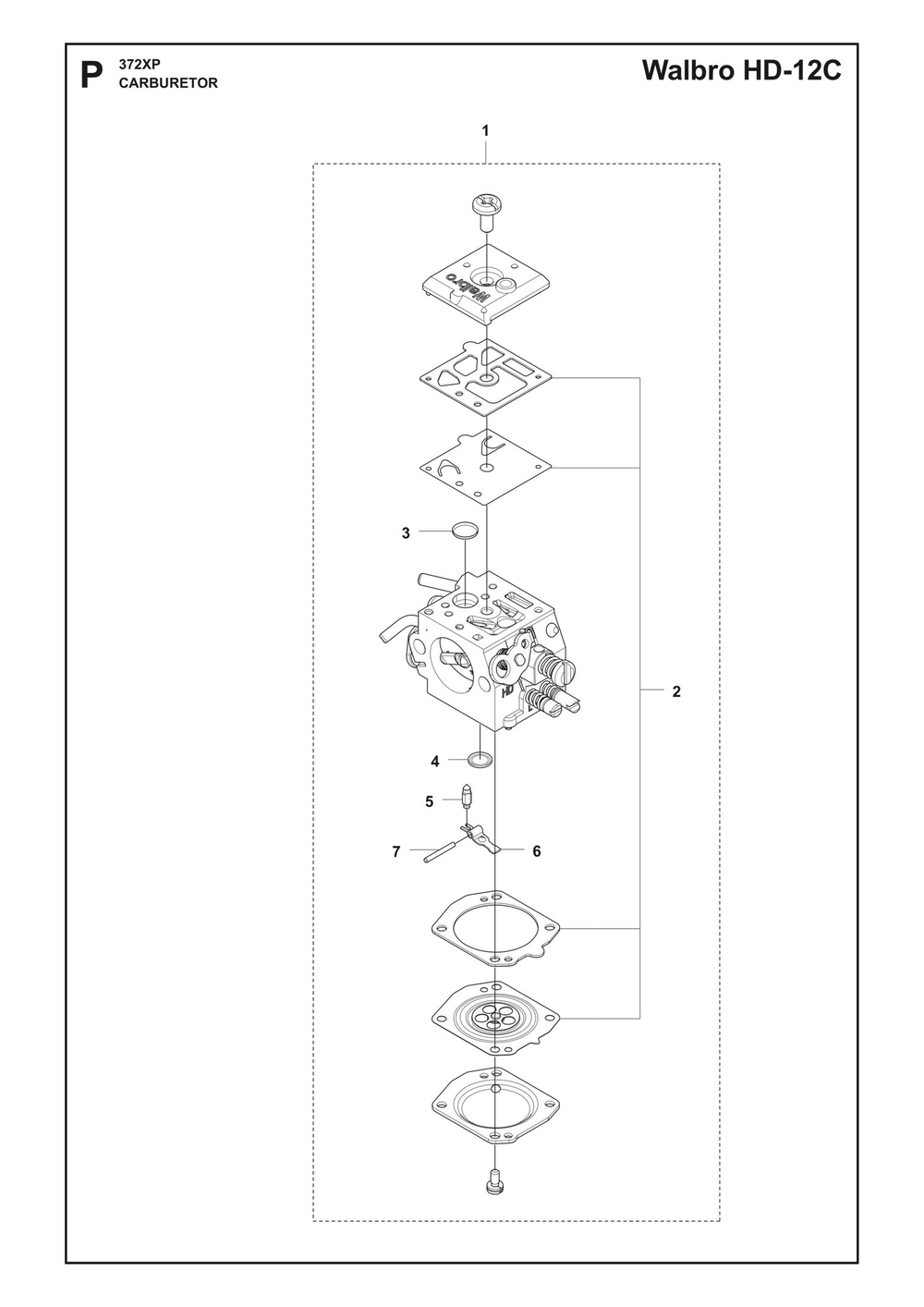 Carburetor Diagram and Parts List for 372XP-372XPG 372 XP W - 372 XP GW Husqvarna Chainsaw