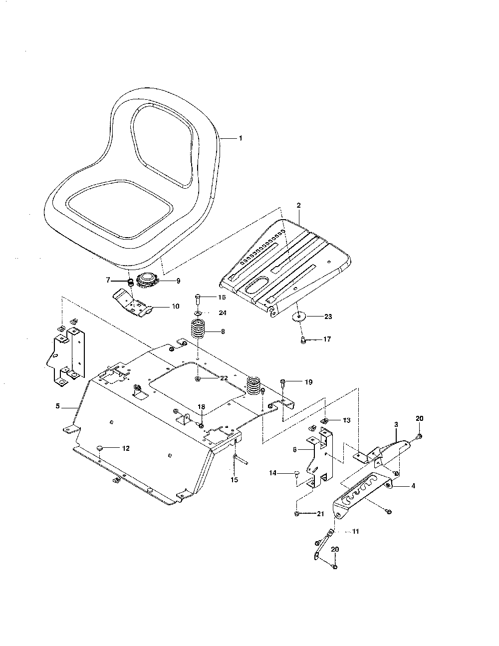 Seat Diagram and Parts List for Z254-28982  Husqvarna Lawn Tractor