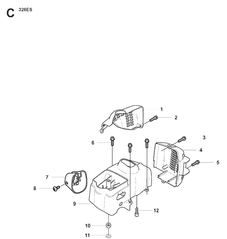 Cover Diagram and Parts List for 326ES  Husqvarna Edger