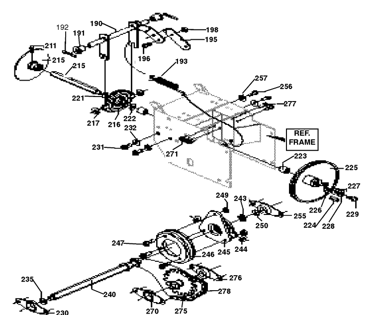 Drive Components Assembly Diagram and Parts List for ST624 1998-01 Husqvarna Snow Blower
