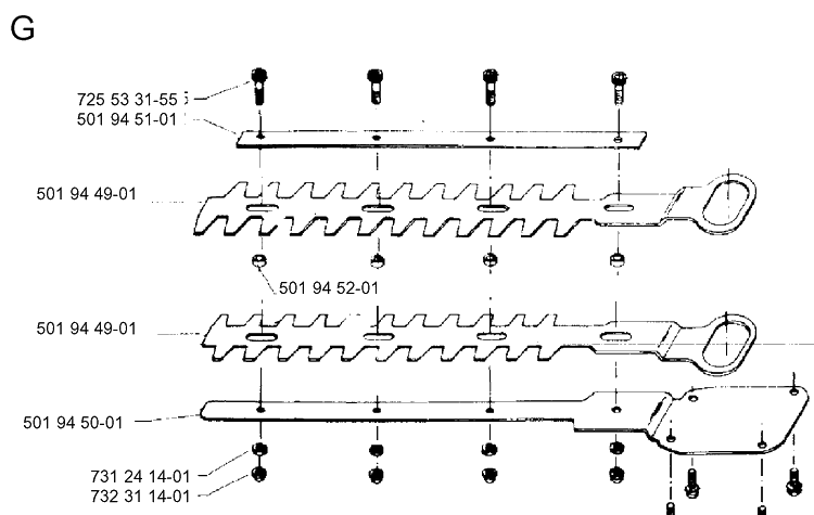 Cutting Equipment Diagram and Parts List for 16H 1990-02 Husqvarna Hedge Trimmer