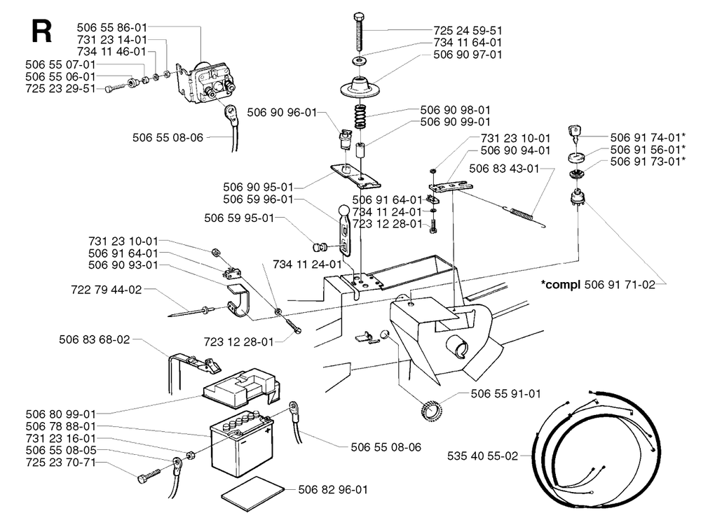 Electrical Diagram and Parts List for R11 2002-02 Husqvarna Lawn Tractor