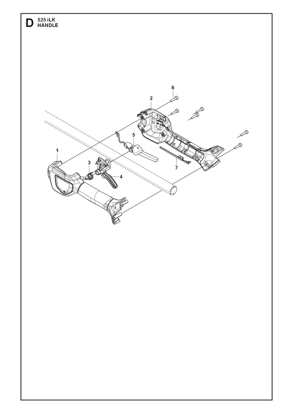 Handle Diagram and Parts List for 525ILK  Husqvarna Trimmer