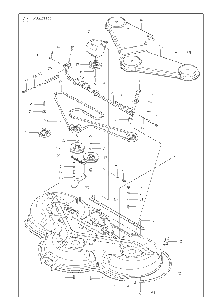 61 Inch/155cm Cutting Deck 3 Diagram and Parts List for C155 (P500-series)(967009701)(2012) Husqvarna Lawn Mower