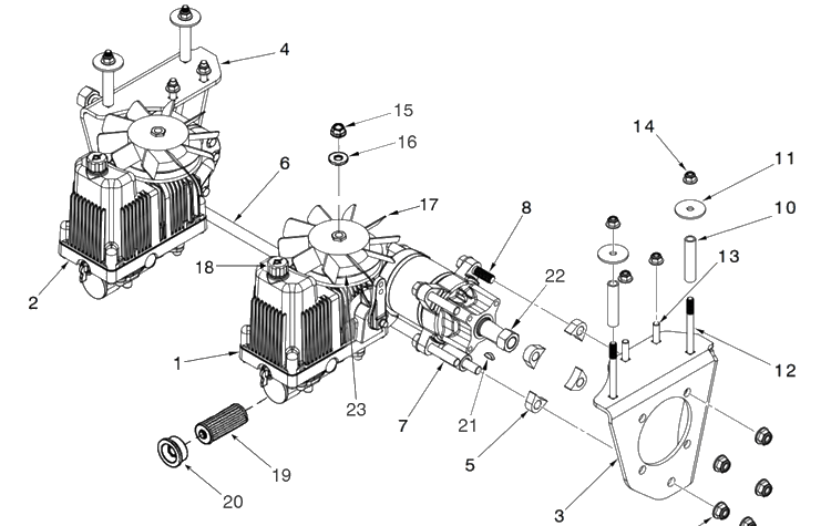 Transmission Diagram and Parts List for Z454 (96798470101)(2020-04) Husqvarna Lawn Mower