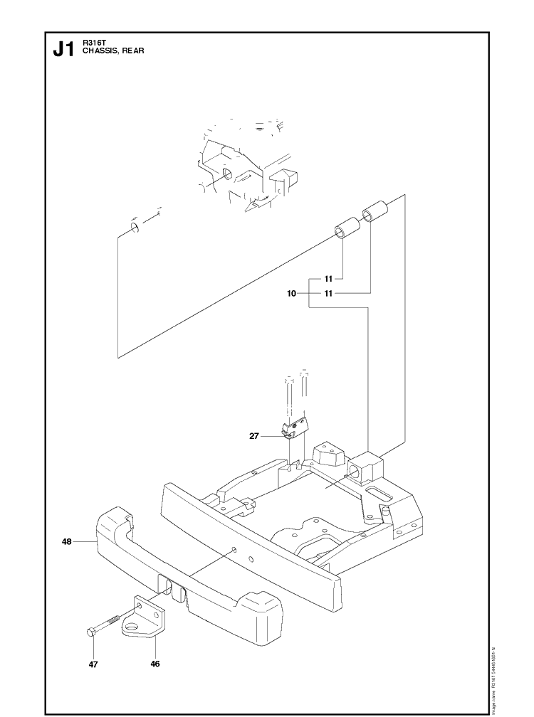 Chassis Rear Diagram and Parts List for R316T (966757501)(2012) Husqvarna Lawn Mower