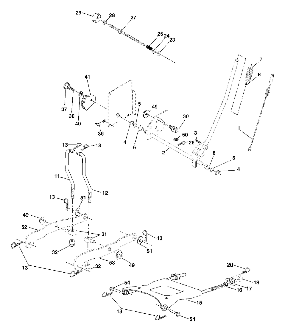 Mower Lift Diagram and Parts List for YTH1848XP (954567260-D)(2001-12) Husqvarna Lawn Tractor