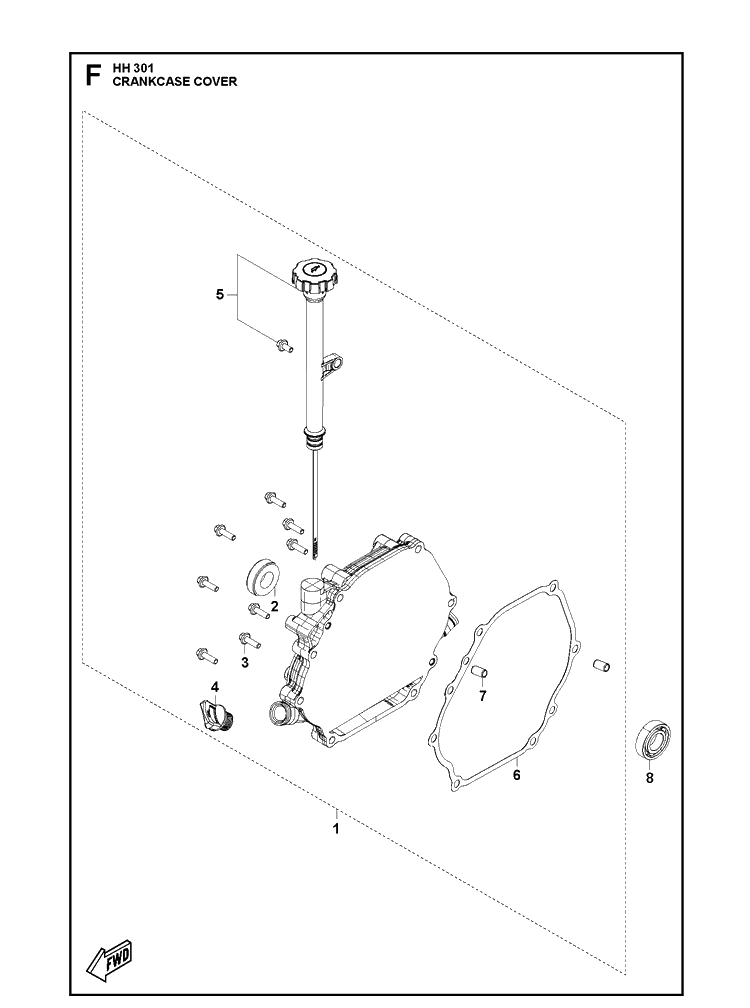 Crankcase Cover Diagram and Parts List for 598609801 2021-07 Husqvarna Engine